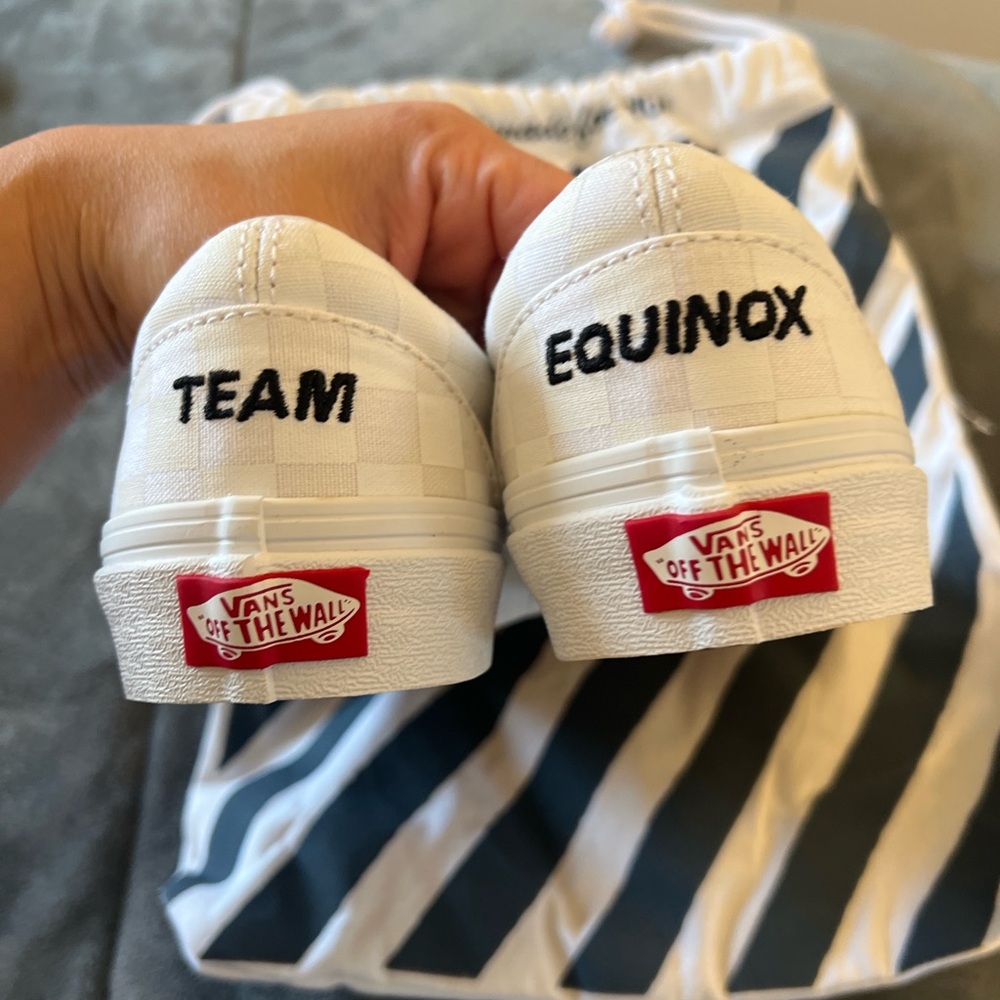 Custom Vans Classic Slip-On – White Checkerboard – TEAM EQUINOX